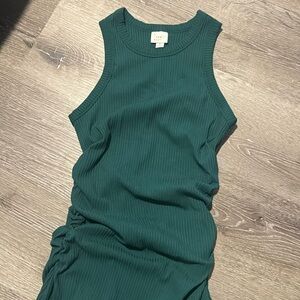 Teal Green Scrunch Waist Dress